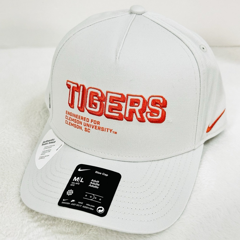 Clemson Tigers Nike Rise Cap Wordmark‎ Hat Cap Snapback M/L NCAA Gray College